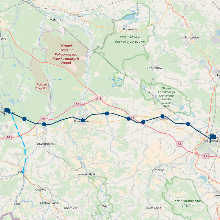 Symulator pociągu - trasa Legnica - Węgliniec